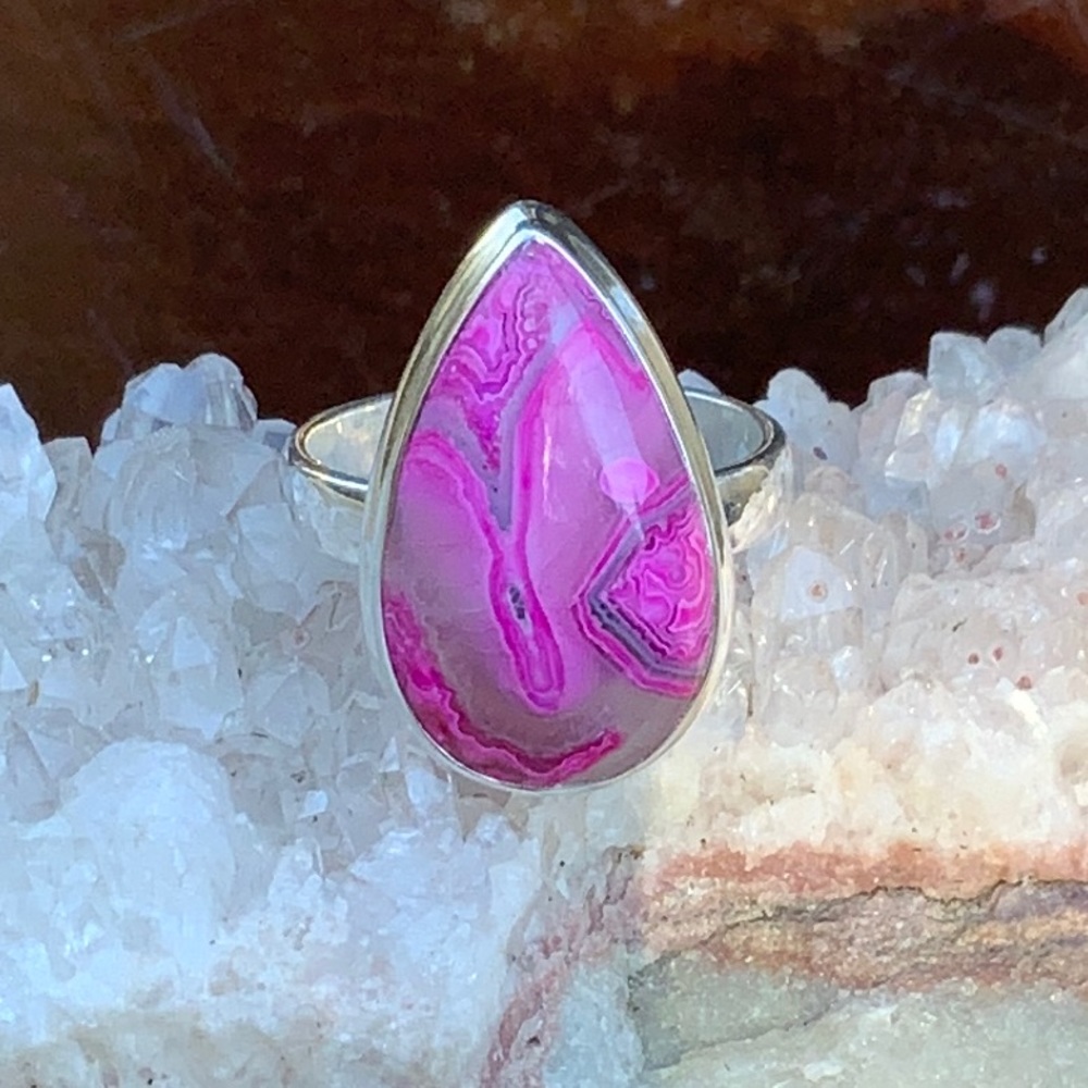 LAGUNA LACE AGATE 925 STERLING SILVER RING, SIZE 7